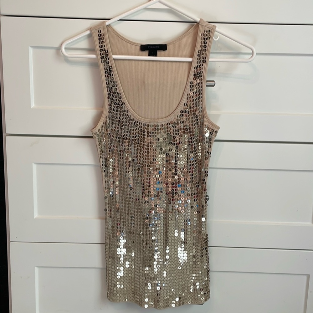 Express Gold Sequined Tank